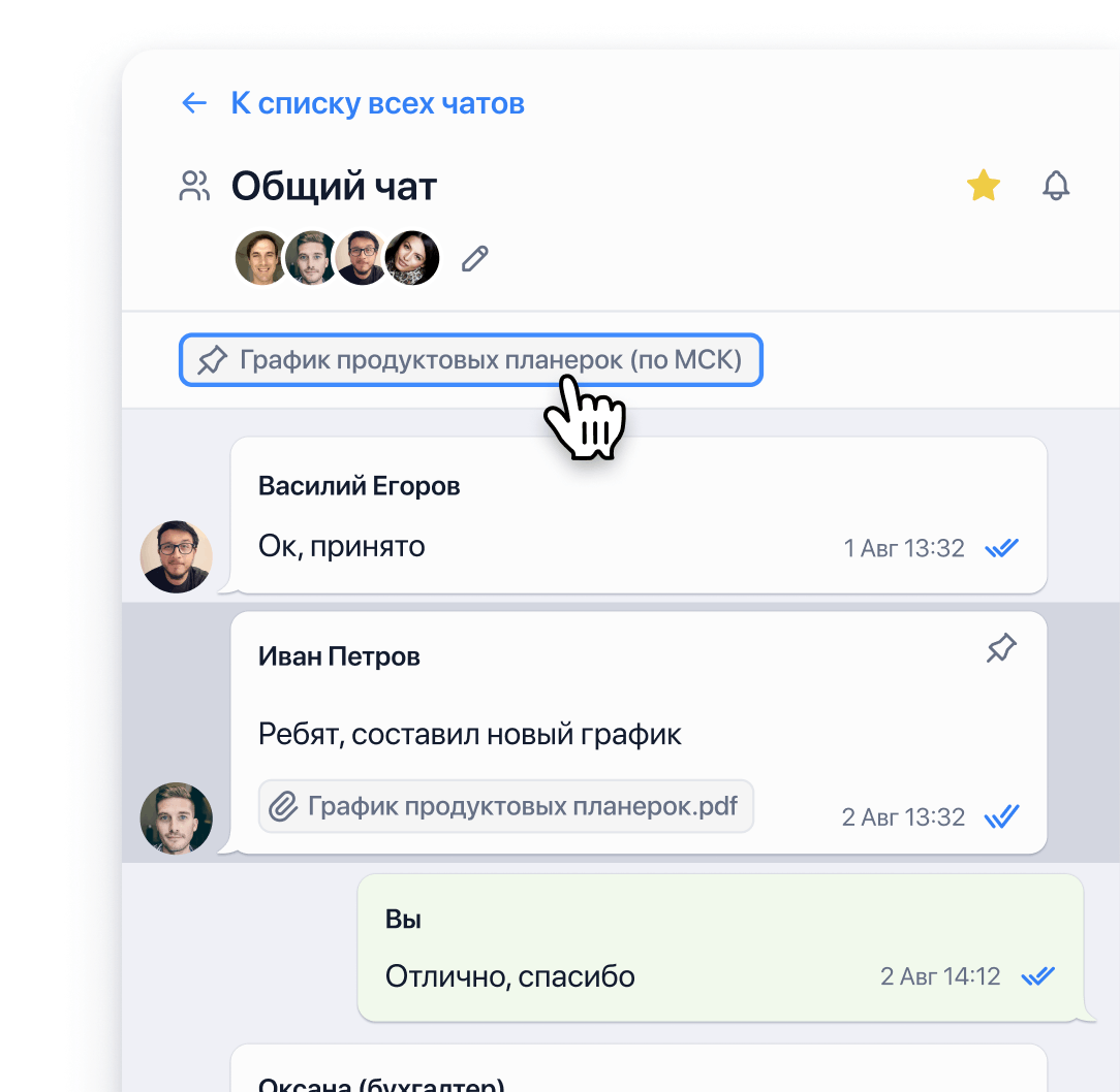 Быстрые сссылки на сообщения в чате